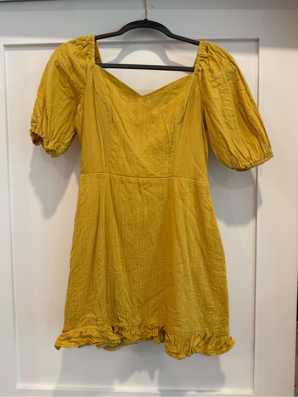 Yellow Puff-Sleeve Dress